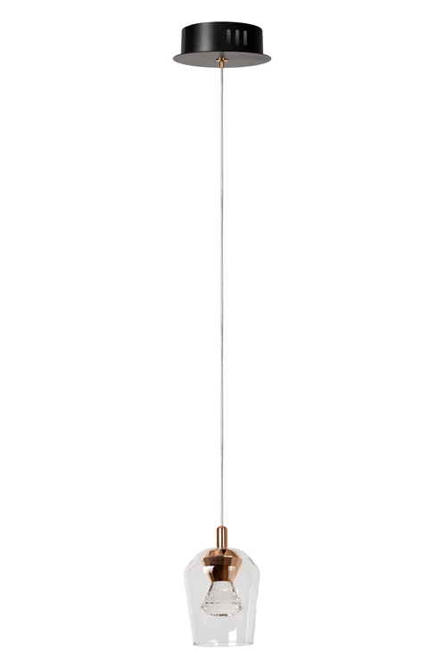 Lucide BERLIANE - Suspension - Ø 12 cm - LED Dim. - 1x4W 2700K - Avec module LED remplaçable - Transparent | Essential - éteint